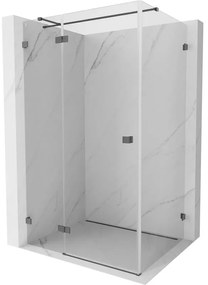 Mexen Lunar T, sklápací sprchový kút ľavý 130 x 110 cm, 8mm číre sklo, profil grafit brúsený, 834T-130-110-66-00-L