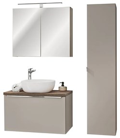 Kúpeľňová zostava SantaFe 80 cm s umývadlom, skrinkami a zrkadlom taupe/dub santa fe vintage