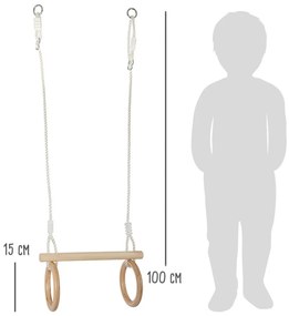 Drevená hrazda s gymnastickými kruhmi 2v1