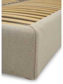 Béžová čalúnená dvojlôžková posteľ s úložným priestorom s roštom 140x190 cm Sea – Scandic