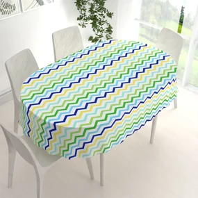 Biante Bavlnený oválny obrus Sandra SA-378 Zeleno-modro-žlté cik-cak pásiky 100x140 cm