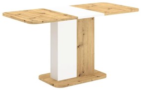 Tempo Kondela Jedálenský rozkladací stôl, dub artisan/biela, 110-145x68,6 cm, NETOX