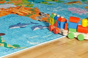 Obsession, DOPREDAJ: 80x120 cm Dětský kusový koberec Torino kids 233 WORLD MAP, 80x120, viacfarebná, detská izba