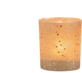 Zlatý sklenený vianočný svietnik baubles stars - Ø 9 * 10 cm