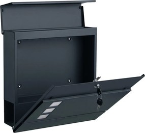Poštová schránka s valcom na noviny MAIL, 37x10,5x33,5cm, antracitová SongmicsHome