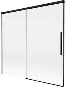 Mexen Rox, 2-krídlová posuvná vaňová zástena 170 x 150 cm, 8mm číre sklo, čierny matný profil, 8C9-170-001-70-00