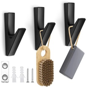 Sada 3 ks hliníkových háčků HARRY černá