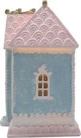 Modro-ružový svietiaci domček s ľad svetielkami - 12*9*15 cm