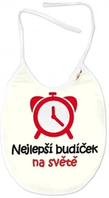 Nepremokavý podbradník, 24 x 27 cm - Nejlepší budíček na světě, Baby Nellys - smotanový