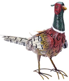 Záhradná kovová figúrka Pheasant, 40x58 cm, viacfarebná