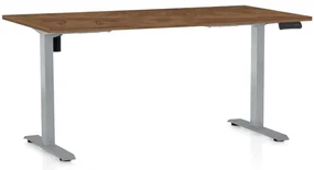 Výškovo nastaviteľný stôl OfficeTech B, 160 x 80 cm, sivá podnož, dub silverjack