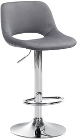 Barová stolička Camden - zamat, chróm rám - Tmavo sivá