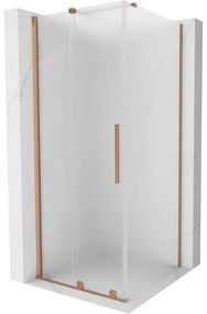 Mexen Velar, sprchový kút s posuvnými dverami 90 x 90 cm, 8mm sklo námraza, medená matná, 871-090-090-31-65