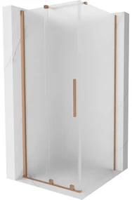 Mexen Velar, sprchový kút s posuvnými dverami 90 x 90 cm, 8mm sklo námraza, medená matná, 871-090-090-31-65