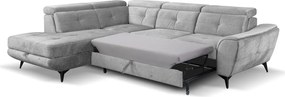 Rohová sedacia súprava Sergio, svetlo šedá látka, ľavý roh