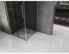 Mexen Velar, sprchový kút s posuvnými dverami 90 x 90 cm, 8mm šedé sklo, zlatá matná, 871-090-090-41-55