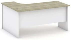 Písací stôl ergonomický MIRELLI A+, pravý, biela/dub sonoma