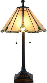 Béžovo-hnedá stolná lampa tiffany Jeannine - Ø 40*67 cm / E27/ 2*60W
