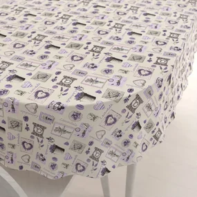 Biante Bavlnený oválny obrus Sandra SA-479 Levandule na krémovom 100x140 cm