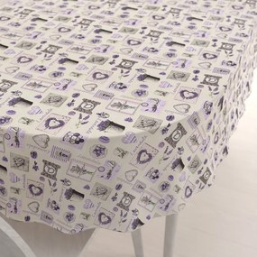 Biante Bavlnený oválny obrus Sandra SA-479 Levandule na krémovom 80x120 cm