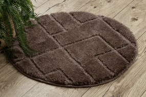 Kúpeľňový koberček SUPREME LINES línie, hnedý kruh