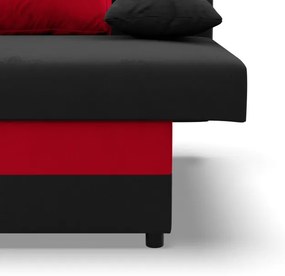 Pohovka NOLA rozkladacia, čierna / červená