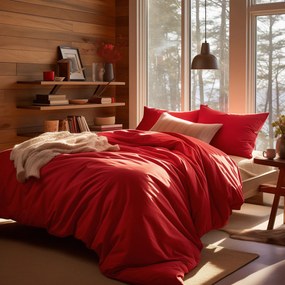 SATÉNOVÉ POSTEĽNÉ OBLIEČKY SATYNLOVE CLASSIC 180X200 CM, 2KS 70X80 CM ČERVENÁ