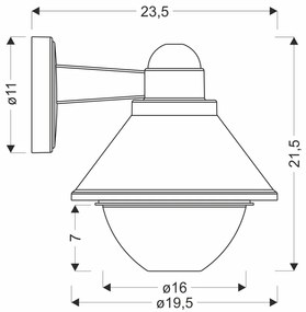 Candellux Čierne fasádne svietidlo Saginia pre žiarovku 1x E27 IP44 21-32362