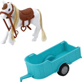 LEAN Toys Súprava bábiky Ankiki kabriolet s prívesom a koňom
