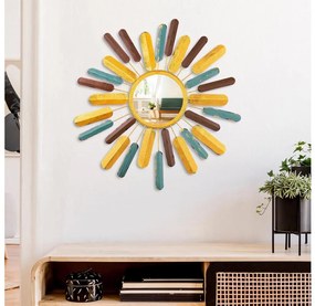 Nástenné zrkadlo SLNKO pr. 75 cm žltá