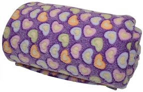 Axin Trading s.r.o. Deka mikroplyš 150x200 cm - srdce na fialové