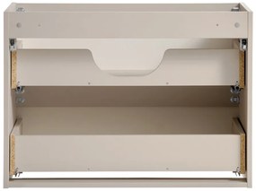 Závěsná skříňka Viva Cashmere Lola s deskou a umyvadly 120 cm kašmírová/dub evoke