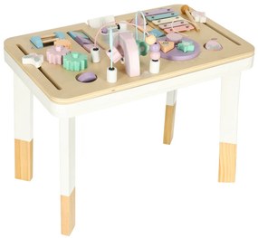 KIK LULILO LUDO Montessori manipulačný stolík 2v1, drevený, ružový