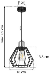Závesné svietidlo Nuvola 4, 1x čierne drôtené tienidlo, ch