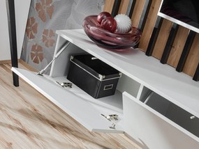 Obývacia stena Vertic (dub artisan + perla gray) (s LED osvetlením). Vlastná spoľahlivá doprava až k Vám domov. 1097586