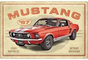 Plechová ceduľa Ford Mustang - GT 1967 Red (60x40), (60 x 40 cm)