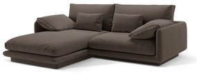 Hnedá zamatová rohová pohovka (ľavý roh/s leňoškou) Torino – Micadoni