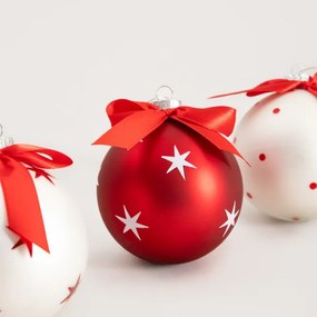 Závesná vianočná dekorácia FIKCO červená / biela 751882 (4 ks)