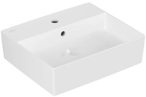VILLEROY &amp; BOCH Memento 2.0 obdĺžnikové umývadlo na dosku s otvorom, s prepadom, 500 x 420 mm, biela alpská, s povrchom CeramicPlus, 4A0750R1