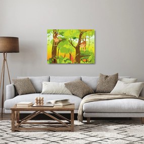 Sklenený obraz - Opičiaci (70x50 cm)