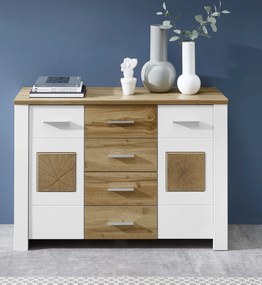Komoda so zásuvkami Materio, dub/biela