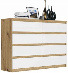 Moderná komoda s 8 šuflíkmi R-140-S8 - rôzne farebné prevedenia biela
