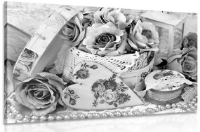 Obraz romantický vintage štýl v čiernobielom prevedení - 60x40