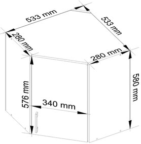 Kuchynská rohová závesná skrinka 60 cm Artus