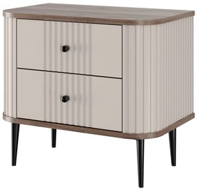 Nočné stolíky Vespera 56 cm - 2 ks - kašmírová / orech / čierne nožičky