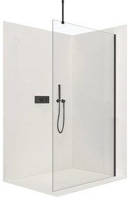 CERANO - Sprchová zástena Walk-in Onyx Top L/P - guľatá vzpera - čierna matná, transparentné sklo - 120x200 cm, CER-CER-8050BD1687