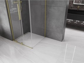 Mexen Velar L, sprchový kút s posuvnými dverami 90 x 90 cm, 8mm číre sklo, zlatá matná, 871-090-090-03-55