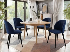 Okrúhly stôl Botiler FI 100 so 4 stoličkami ST100 04, Farby: natura, Farby: čierny, Potah: Magic Velvet 2217