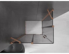 Mexen Velar Duo, sprchový kút s posuvnými dverami 90 x 80 cm, 8mm šedé sklo, medená matná, 871-090-080-42-65