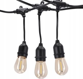 LED vonkajší dekoratívny svetelný reťazec 20xE27/1W/230V 20,94 m IP44 čierna